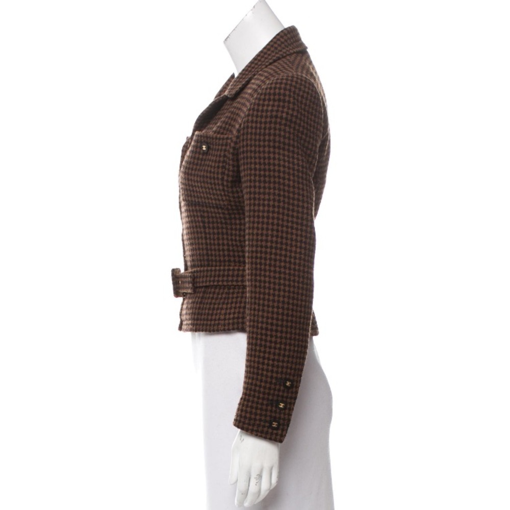 Chanel Wool Patterned Jacket w/ Belt & CC Buttons and Skirt in Large Set - Picture 4 of 8